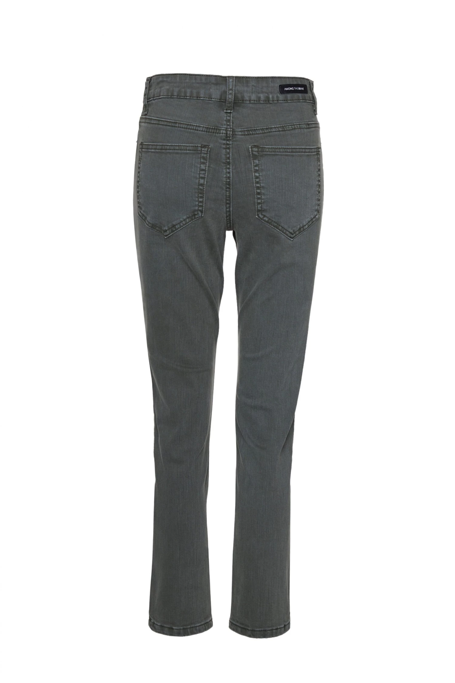 Among The Brave Lily Khaki Mid Rise Knee Panel Denim Jean