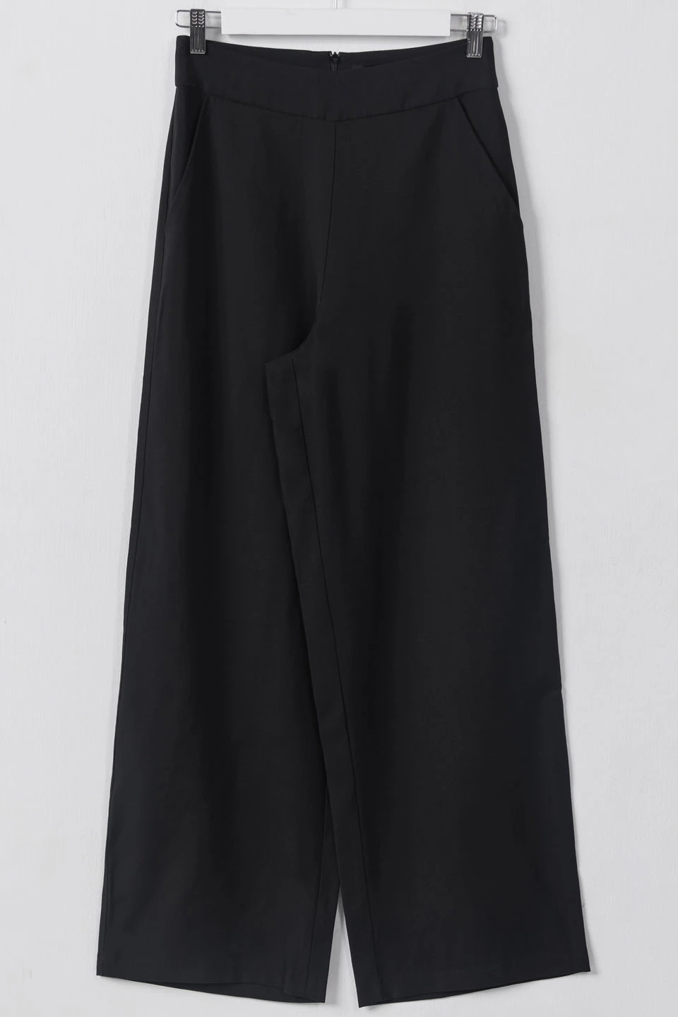 Among The Brave Pants Effortless Black Viscose Deep Band Wide Leg Pant