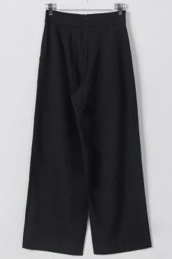 Among The Brave Pants Effortless Black Viscose Deep Band Wide Leg Pant