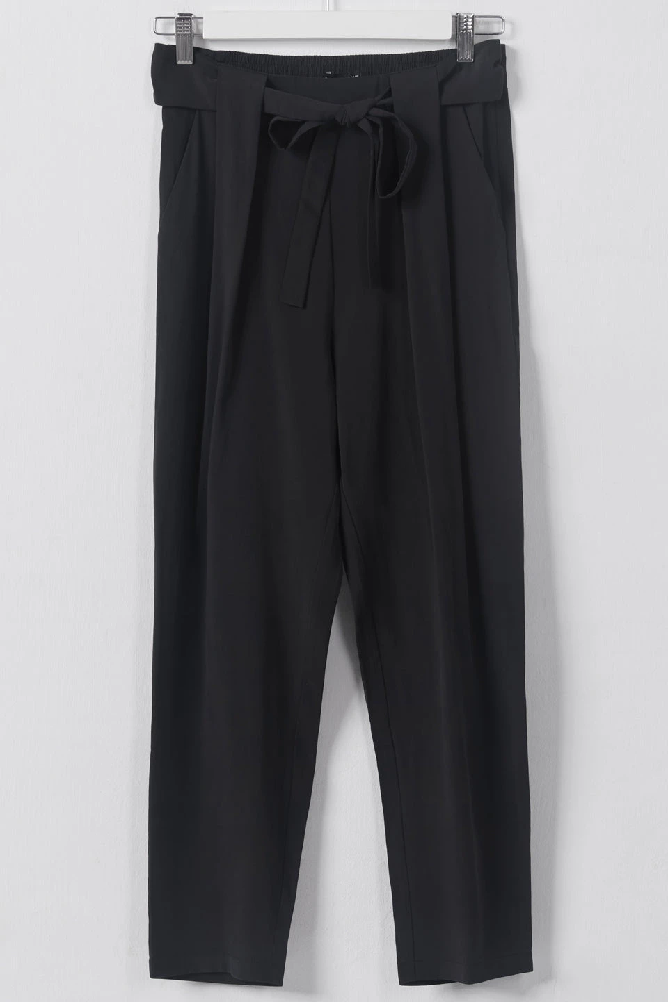 Among The Brave Pants Spirited Black Tie Front Tapered Cupro Pant