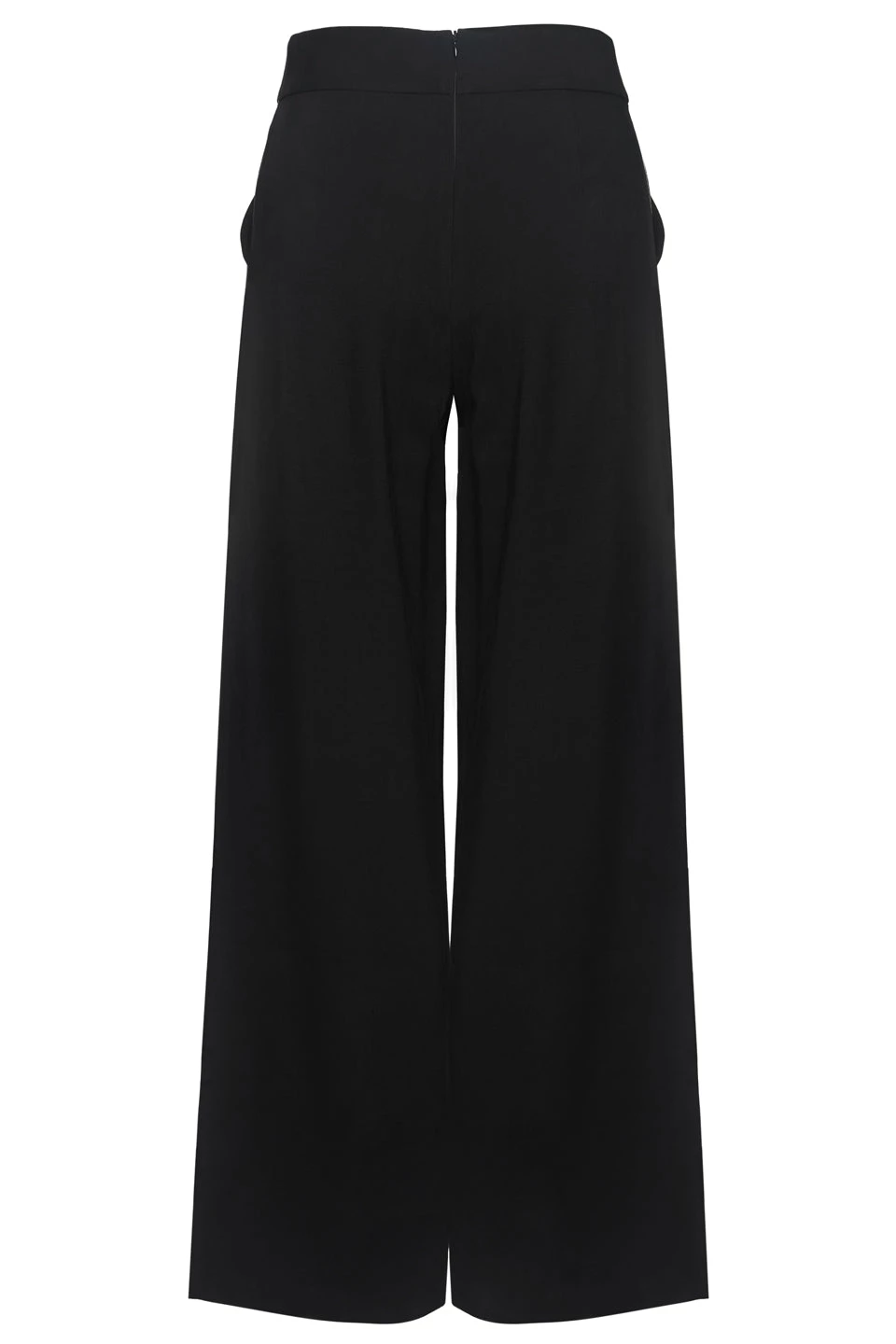 Among The Brave Pants Effortless Black Viscose Deep Band Wide Leg Pant