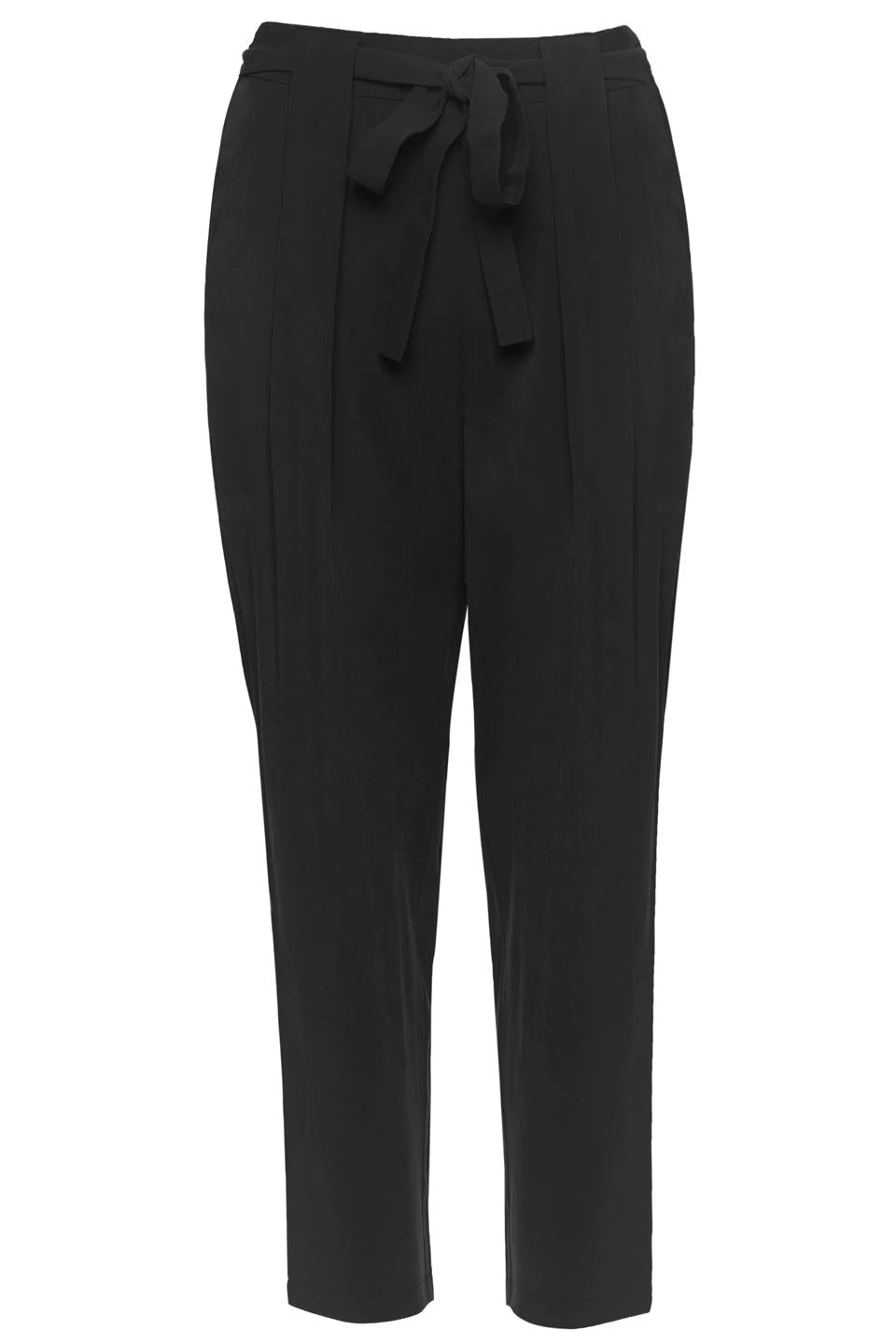 Among The Brave Pants Spirited Black Tie Front Tapered Cupro Pant