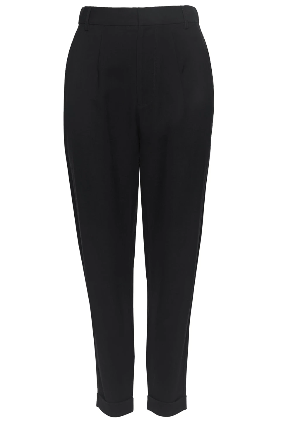 Among The Brave New In Essential Black Tapered Viscose Boyfriend Cuffed Pant