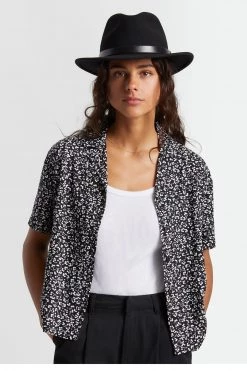 Brixton Messer Fedora Black Black Wool Felt Hat Hats & Beanies