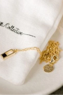 Silver Linings Jewellery Realm Gold Square Necklace With Black Garnet