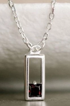 Silver Linings Realm Silver Square Necklace With Black Garnet Jewellery