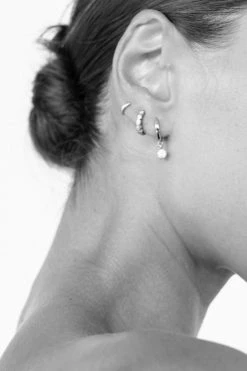 Brie Leon Jewellery 925 CZ Clear Redondo Pillar Silver Sleeper Earrings