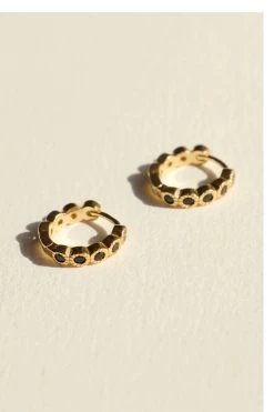 Brie Leon Jewellery 925 CS Black Redondo Pillar Gold Sleeper Earrings