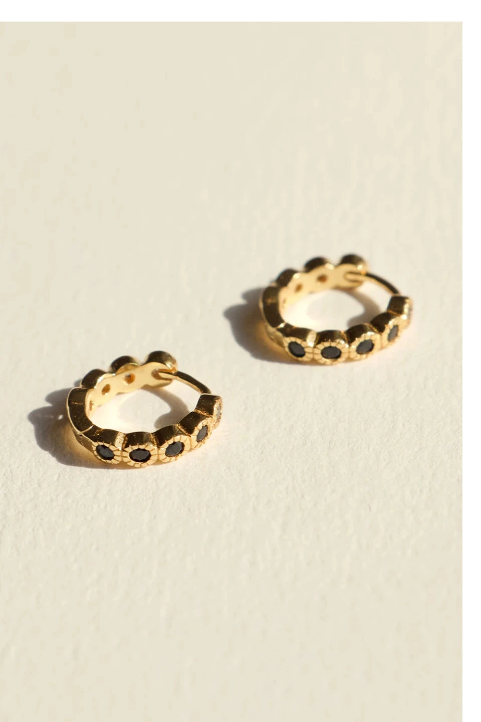 Brie Leon Jewellery 925 CS Black Redondo Pillar Gold Sleeper Earrings