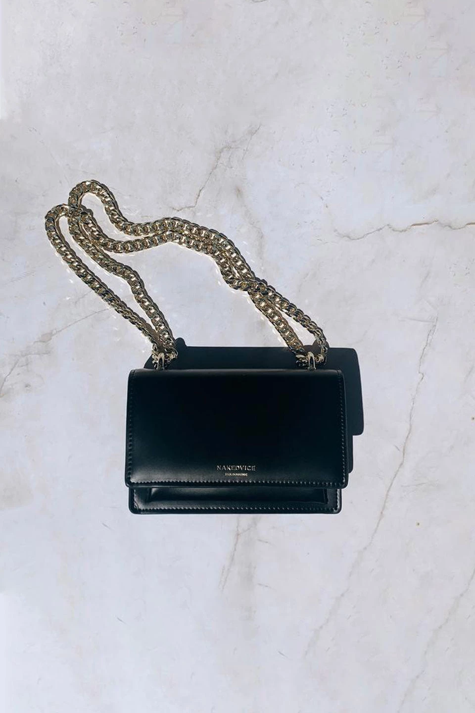 Nakedvice The Regis Gold Chain Side Bag Black