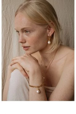 Brie Leon 925 CZ Clear Redondo Pillar Gold Sleeper Earrings Jewellery