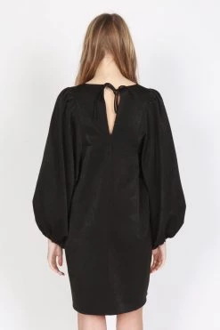 Federation Runaway Silky Satin LS Black Mini Dress Dresses