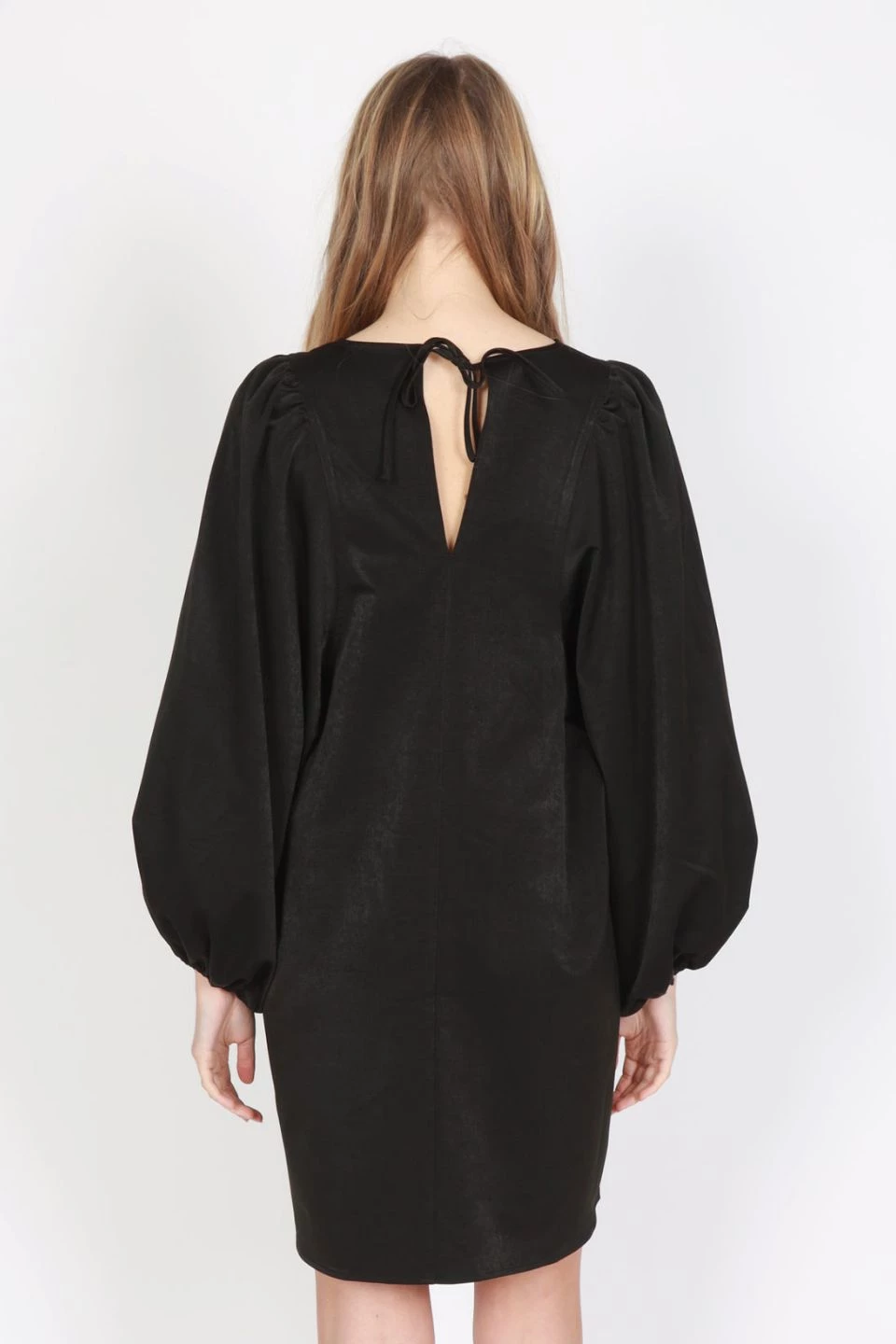 Federation Runaway Silky Satin LS Black Mini Dress Dresses