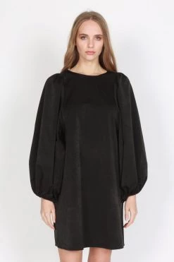 Federation Runaway Silky Satin LS Black Mini Dress Dresses