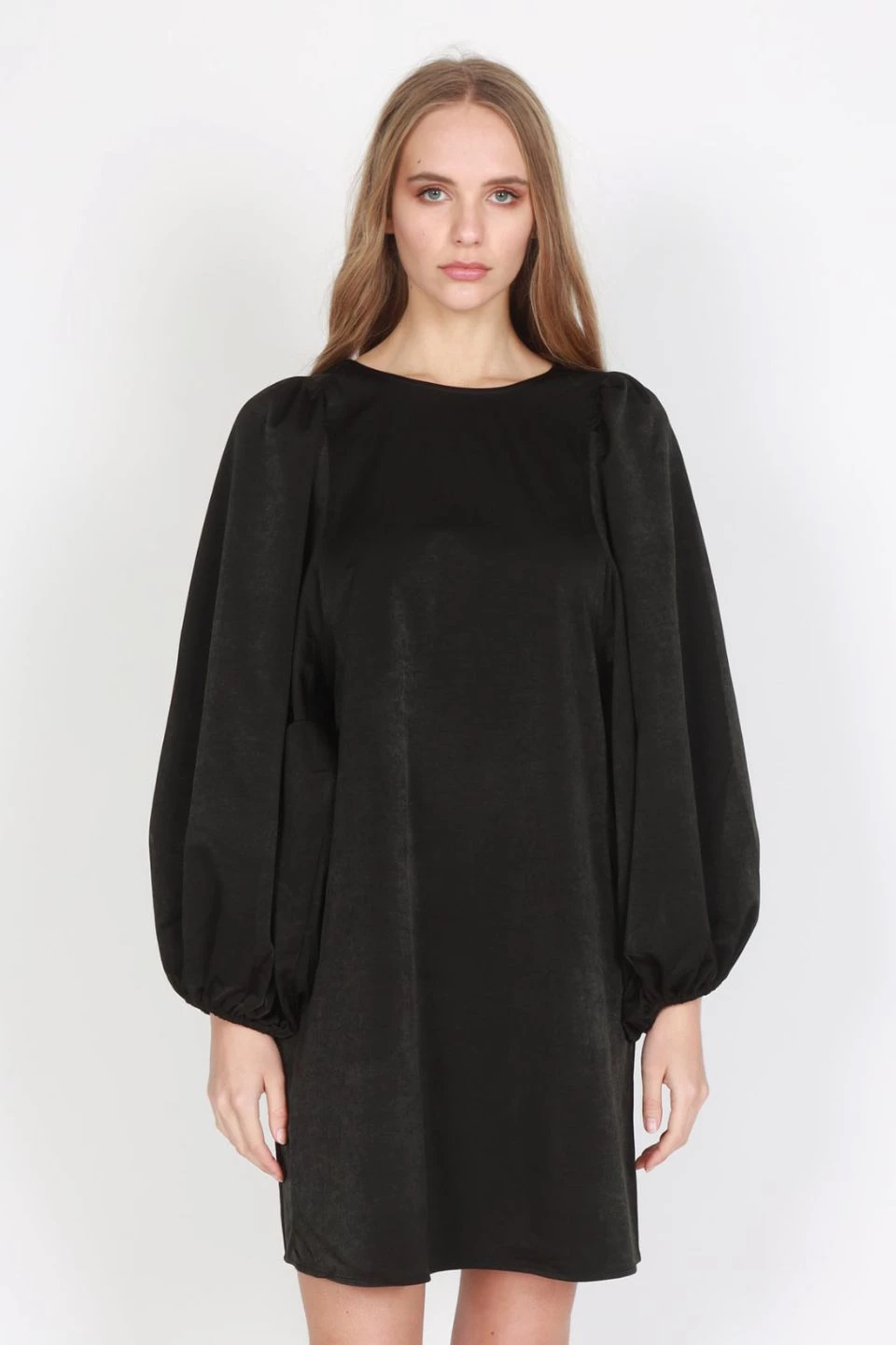 Federation Runaway Silky Satin LS Black Mini Dress Dresses