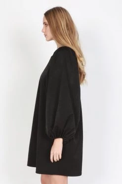 Federation Runaway Silky Satin LS Black Mini Dress Dresses