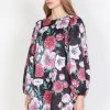 Federation Dresses Runaway Silky Satin LS Black Floral Mini Dress