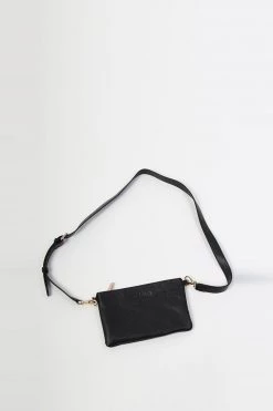 Federation Support Local Ryder Black Small Leather Gold Hardware Cross Body Clutch Bag