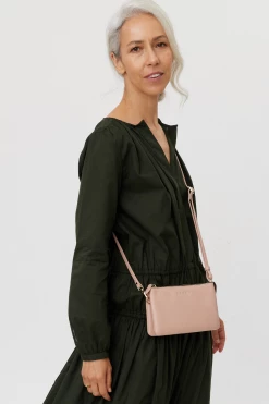SABEN Bags Tilly Multi Pocket Tea Rose Leather Crossbody Clutch The Edit