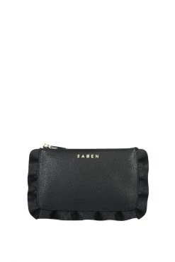 SABEN Bags The Edit Frilly Tilly Multi Pocket Black Leather Clutch