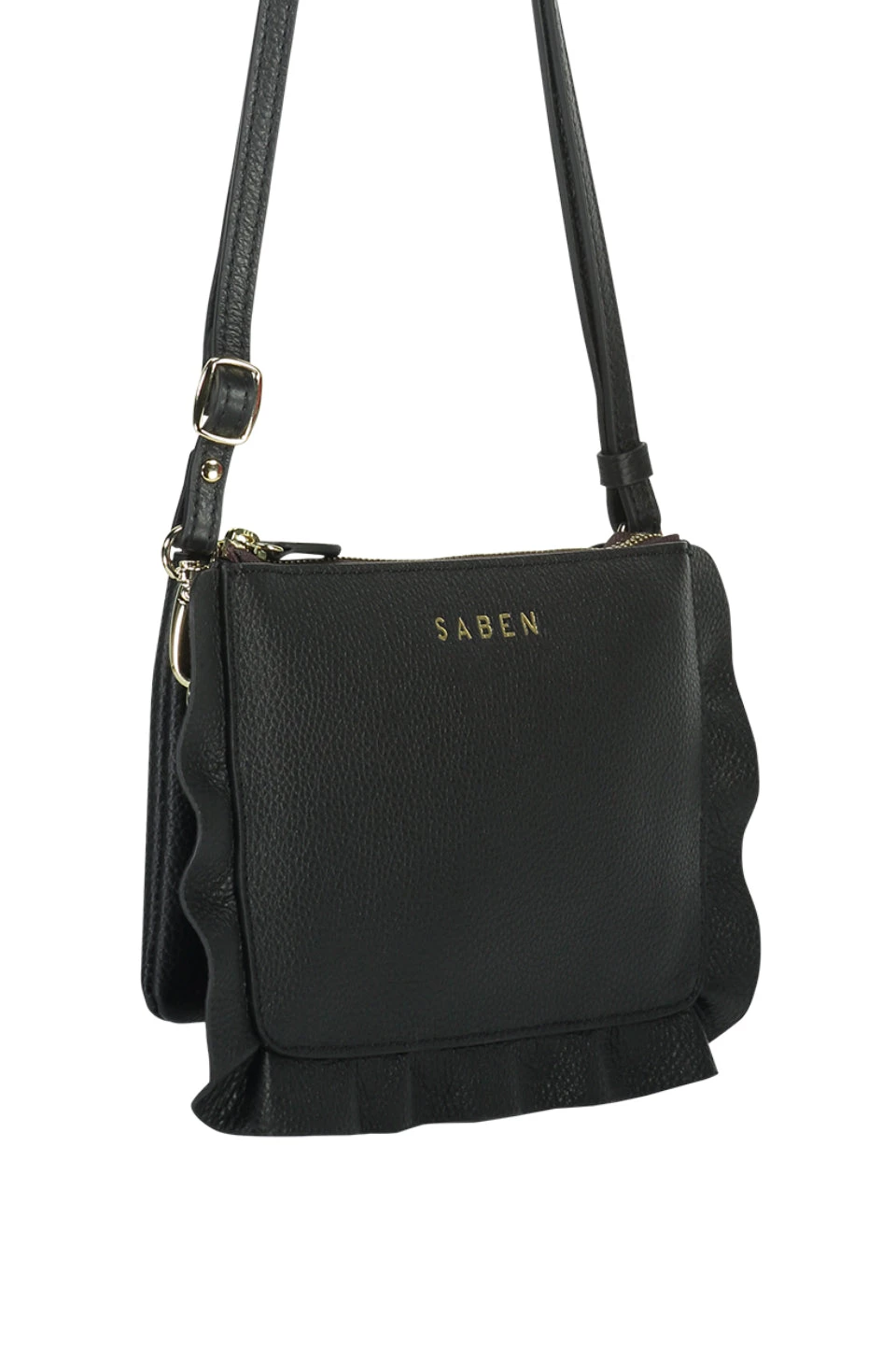 SABEN Bags The Edit Frilly Tilly Multi Pocket Black Leather Clutch