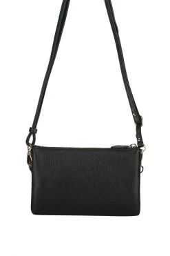 SABEN Bags Support Local Tilly Multi Pocket Black Leather Crossbody Clutch