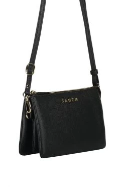 SABEN Bags Support Local Tilly Multi Pocket Black Leather Crossbody Clutch