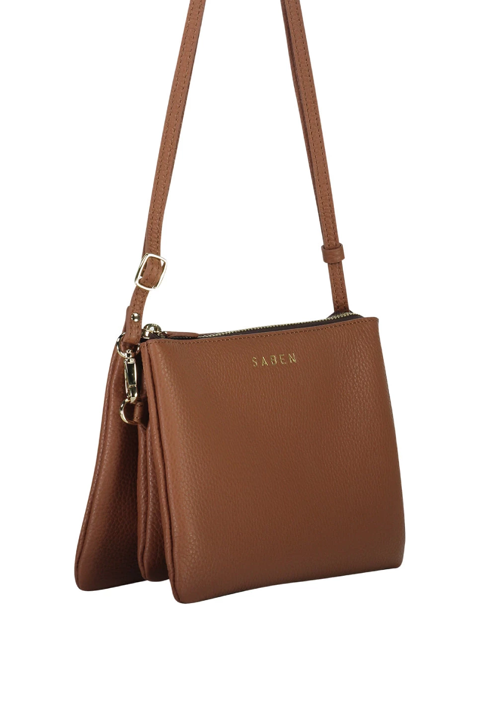 SABEN Bags Tilly Multi Pocket Tan Leather Crossbody Clutch Support Local