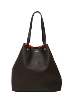 SABEN Bags Support Local Carter Black Tote Bag With Tan Lining