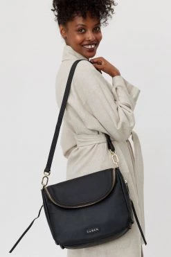 SABEN Bags Frankie Fold Over Black Shoulder Bag Support Local