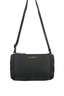 SABEN Bags The Edit Frilly Tilly Multi Pocket Black Leather Clutch