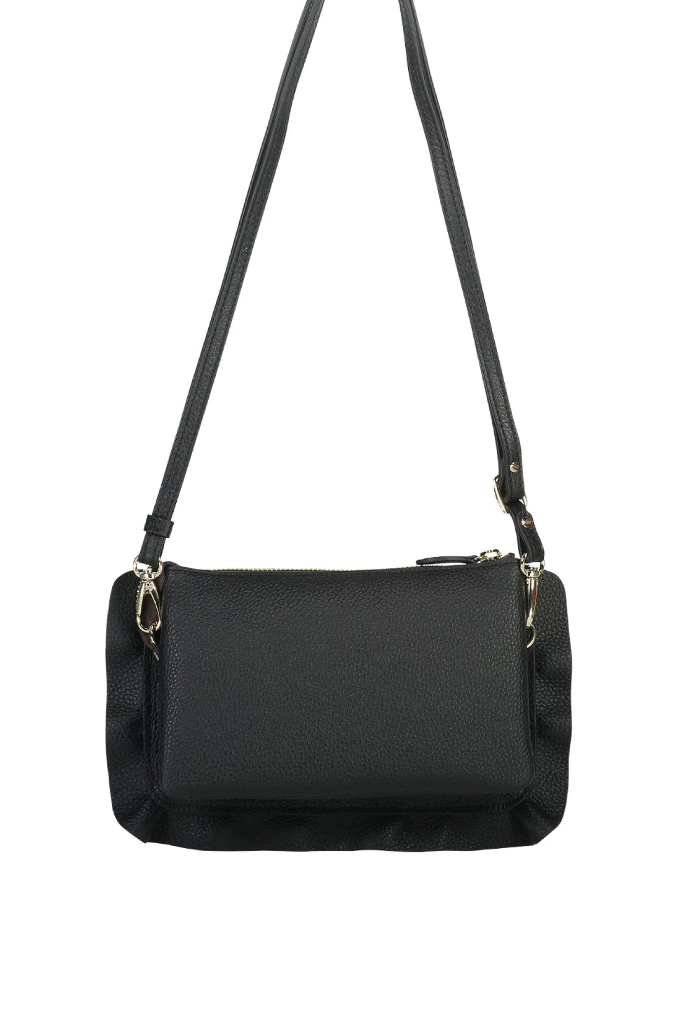 SABEN Bags The Edit Frilly Tilly Multi Pocket Black Leather Clutch