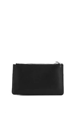 Nakedvice Bags & Wallets Scotti Silver Black Leather Double Zip Thick Strap Crossbody Bag