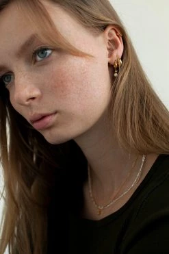 Brie Leon 925 Renondo Drop Earrings Gold Plated Clear Stone Drop Detail