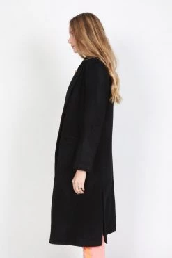 Federation Jackets & Coats Sliced Double Breasted Long Black Wool Coat