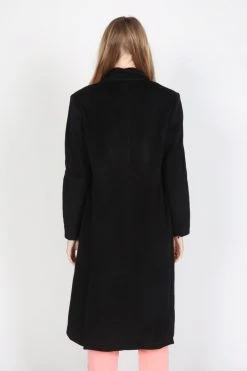 Federation Jackets & Coats Sliced Double Breasted Long Black Wool Coat