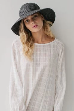 Sophie So Shady Woven Black Hat Hats & Beanies