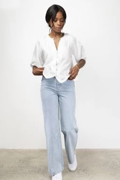 Among The Brave Billie Light Blue High Waist Long Wide Leg Denim Jean