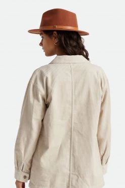 Brixton Messer Fedora Caramel Wool Felt Hat