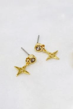 Lindi Kingi Star Stud Drop Earrings Gold Jewellery