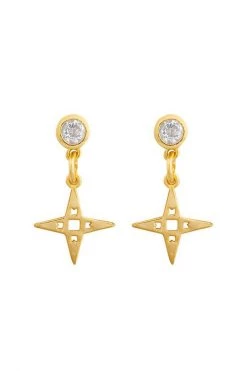 Lindi Kingi Star Stud Drop Earrings Gold Jewellery