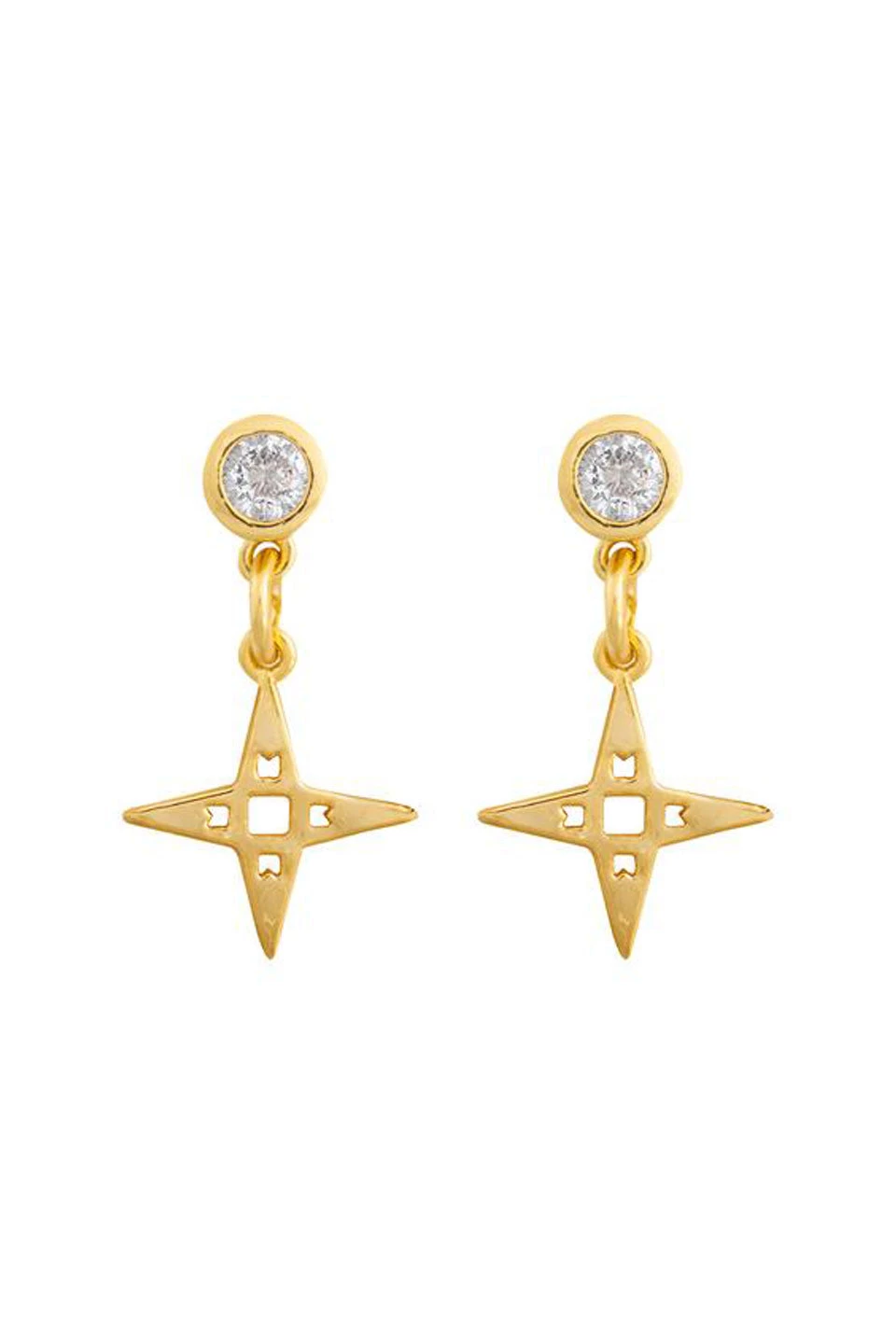 Lindi Kingi Star Stud Drop Earrings Gold Jewellery