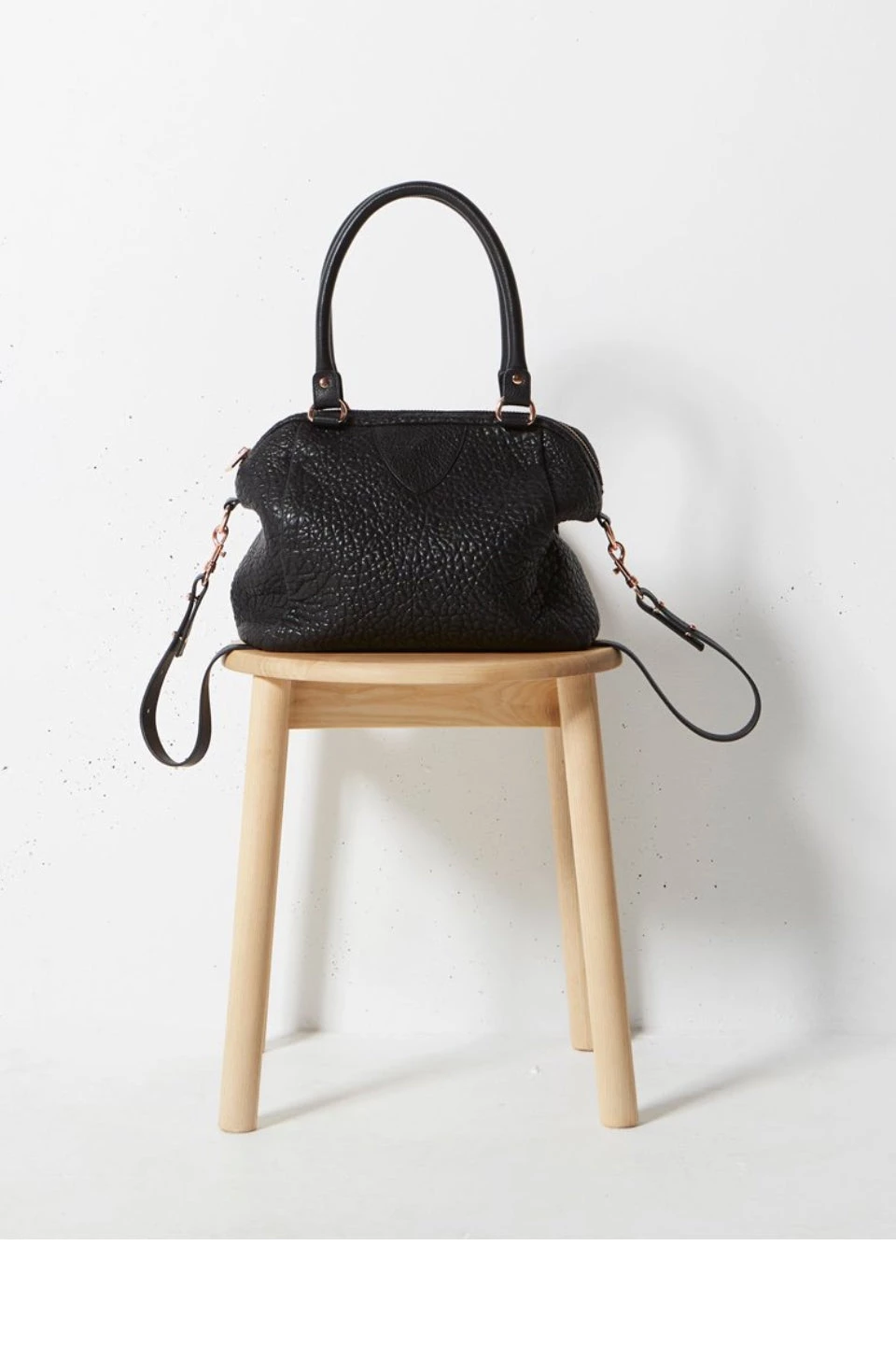 Status Anxiety Bags & Wallets Force Of Being Black Bubble Leather Handbag