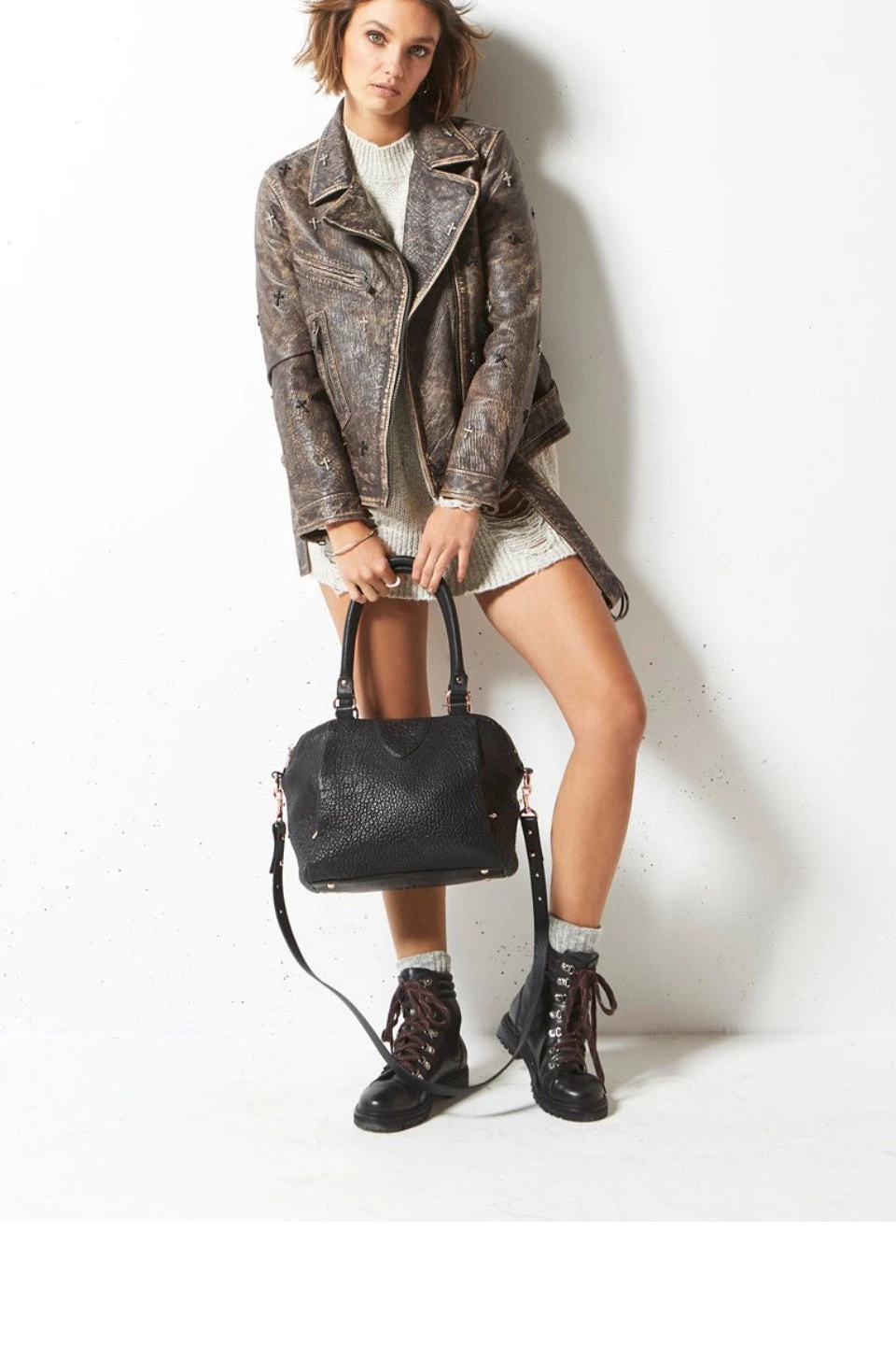 Status Anxiety Bags & Wallets Force Of Being Black Bubble Leather Handbag