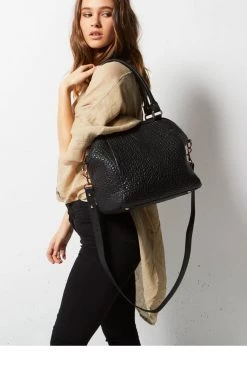 Status Anxiety Bags & Wallets Force Of Being Black Bubble Leather Handbag