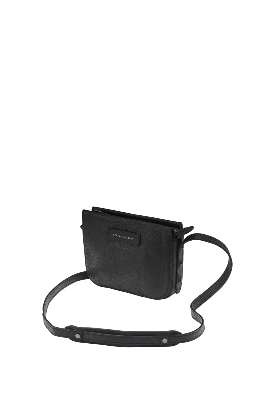 Status Anxiety In Her Command Curved Base Black Cross Body Bag With Stud Detail Bags & Wallets