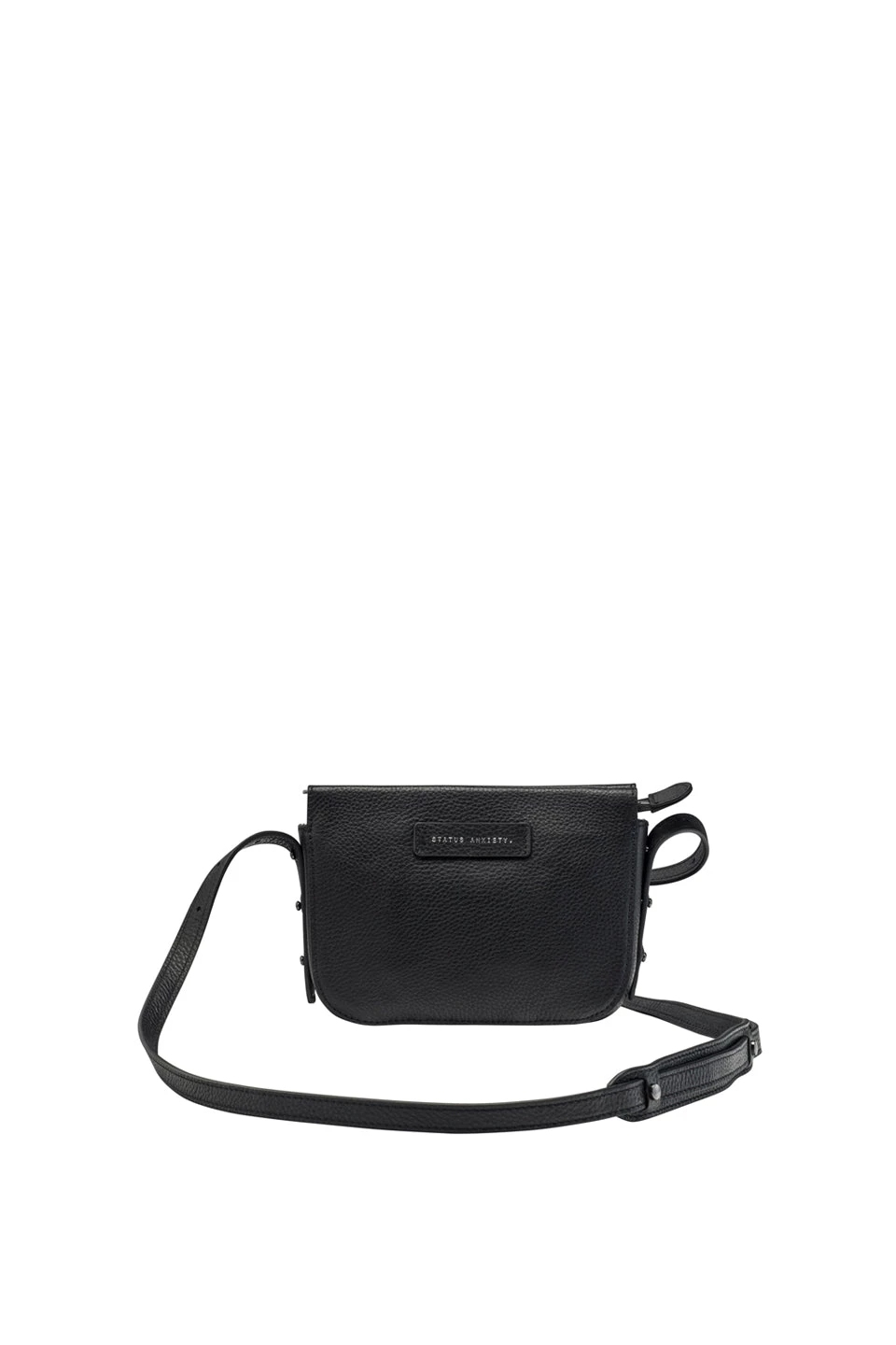 Status Anxiety In Her Command Curved Base Black Cross Body Bag With Stud Detail Bags & Wallets