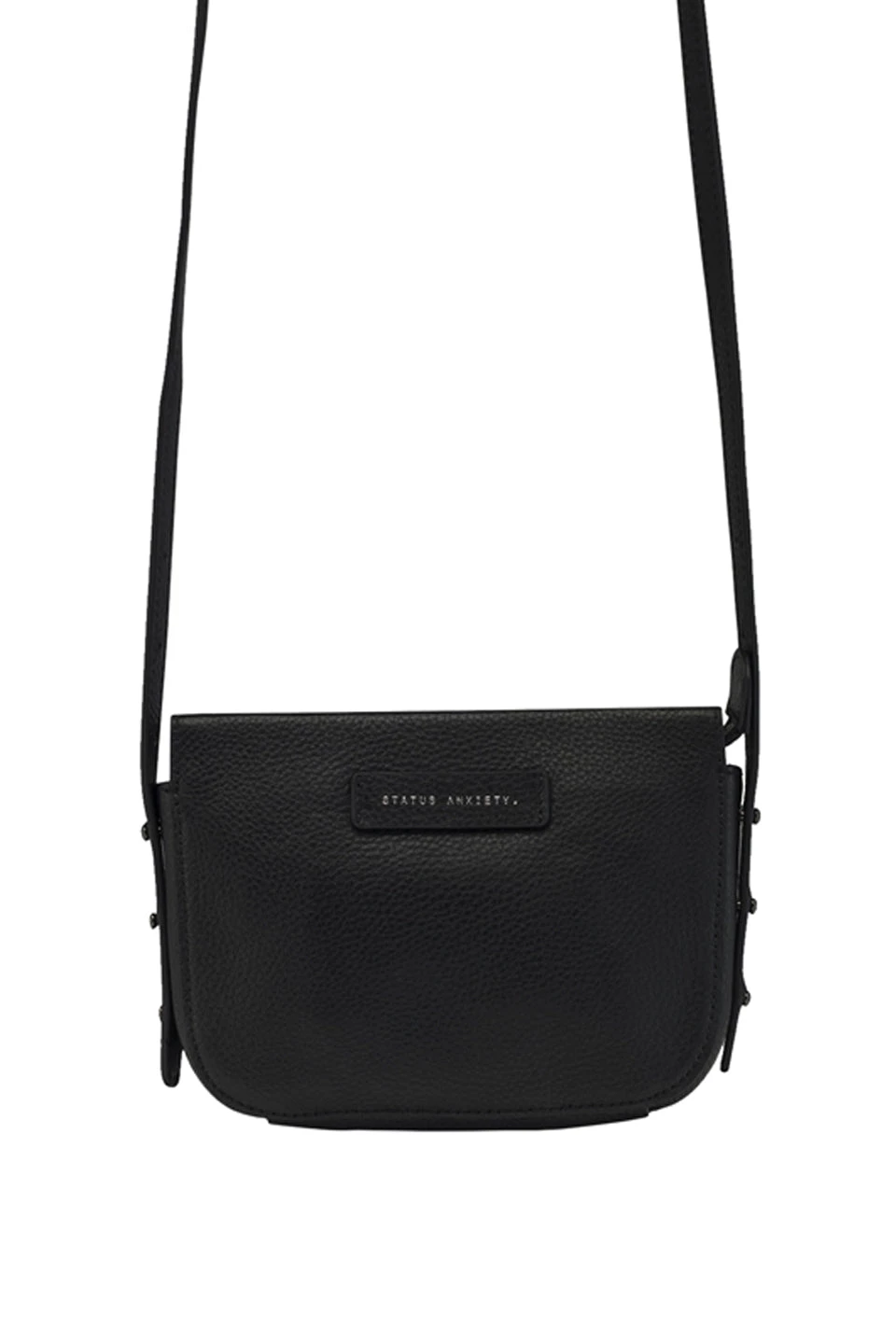Status Anxiety In Her Command Curved Base Black Cross Body Bag With Stud Detail Bags & Wallets