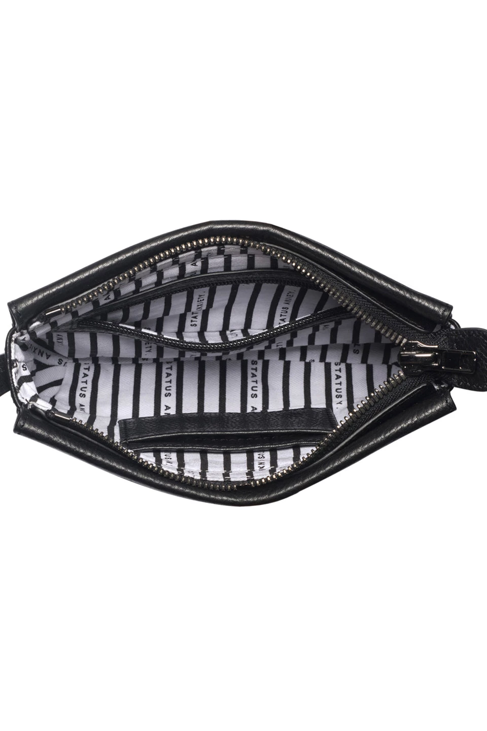 Status Anxiety In Her Command Curved Base Black Cross Body Bag With Stud Detail Bags & Wallets