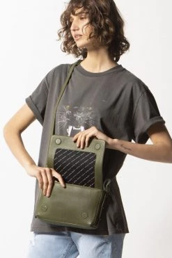 Status Anxiety Succumb Shoulder Bag Khaki Fold Over Side Studs Bags & Wallets